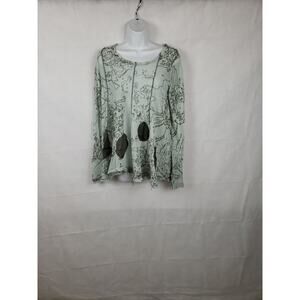 Rundholz Map Print Olive Green Mesh Long Sleeve size S LagenLook Pullover